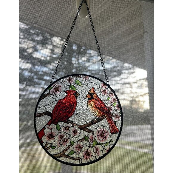 Cardinal Bird Hanging Window Suncatcher Stained Glass - Picture 3 of 3